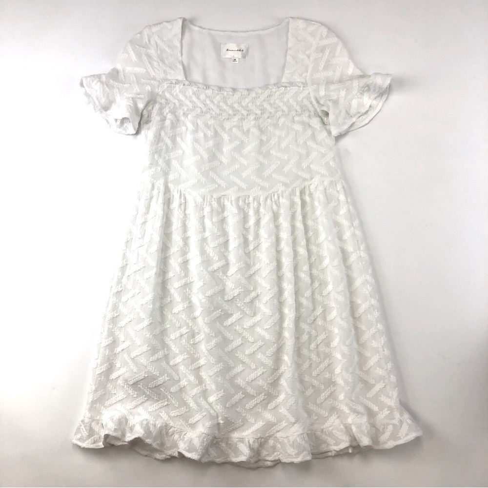 Line and Dot Revolve cotton embroidered white babydoll dress XS